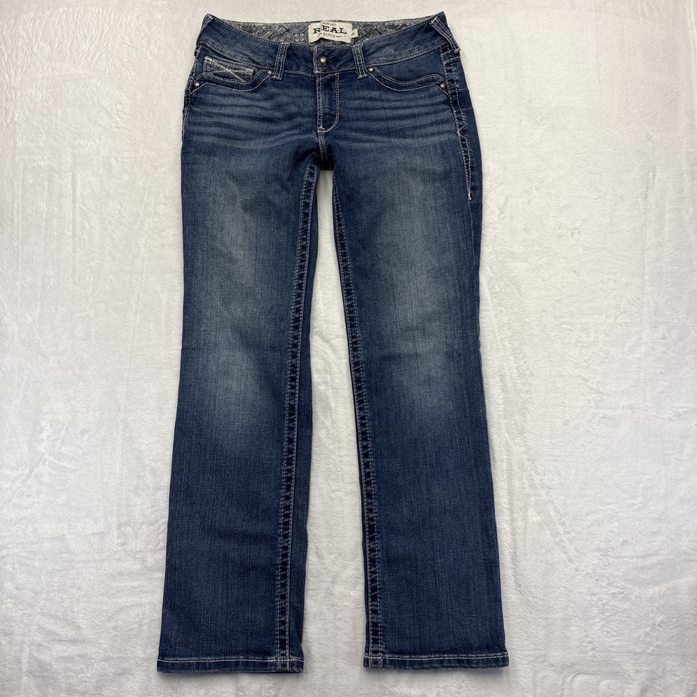 Ariat REAL Mid Rise Straight Jeans 28S Rainstorm Western Cowgirl Rodeo